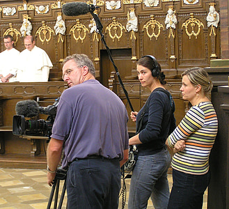 телевизионен екип, завъртане, хор сергии, Манастирската църква, roggenburg, Швабия, premonstratensian