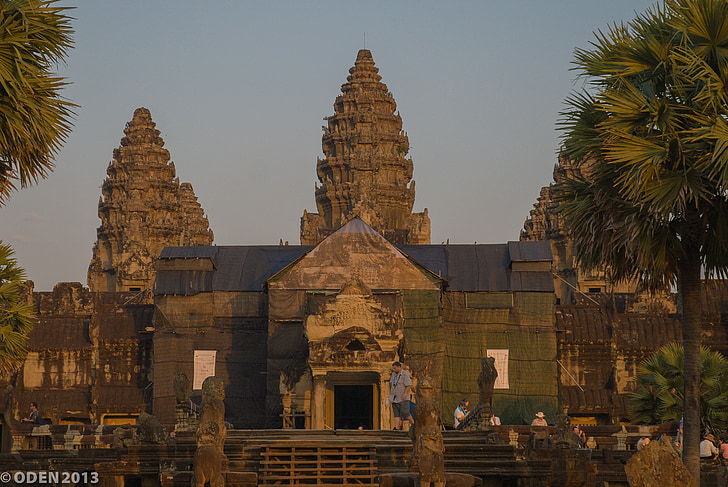 Angkor wat, Siem reap, Kambodja, Trevligt, världsarvet, Vacker, staty