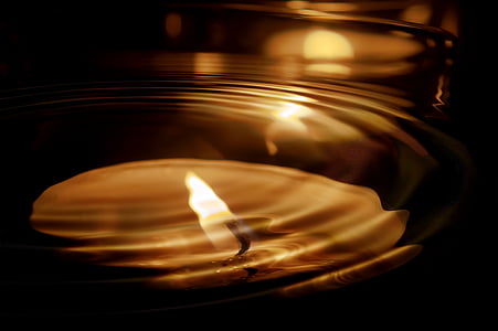 candle, wave, water, mirroring, light, advent, candlelight