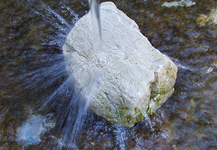 vand, sten, våd, springvand, drop, natur, friskhed