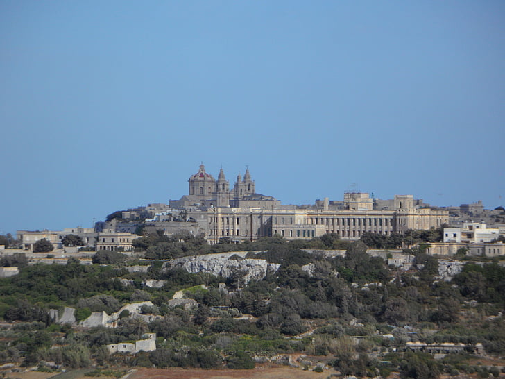 Outlook, vista, Malta, Mdina, Chiesa, Villaggio, città