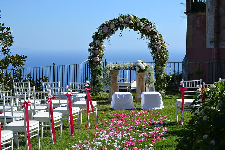 casamento, arco, flores, altar