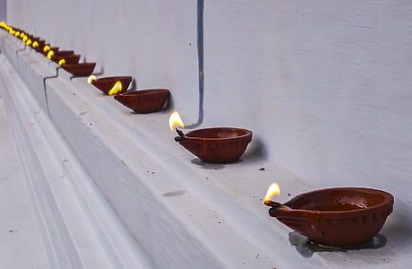 Deepam, Dia, api, Festival, India, Kerala, lampu