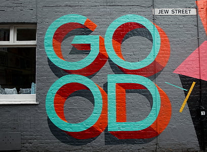 Hyvä, Juutalainen, Street, Wall, sisustus, yleiset, Art