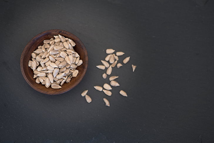sunflower seeds, cores, shelled sunflower seeds, natural product, snack, food, healthy