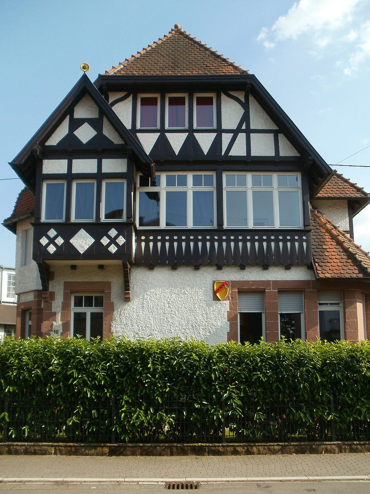 Schwetzingen, namas, medienos kadravimo, Architektūra, kurfuerstenstr, priekyje, fasadas