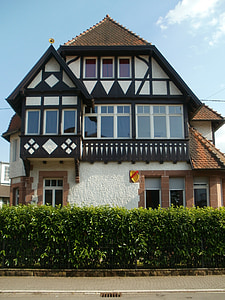 Schwetzingen, kuća, drvene grede, arhitektura, kurfuerstenstr, otvorena, fasada