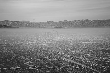 grayscale, photography, high, rise, buildings, city, aerial
