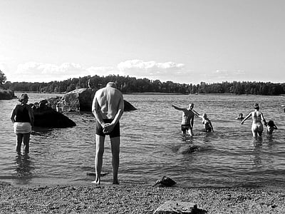 el archipiélago de, Playa, Vaxholm, verano, Suecia, agua