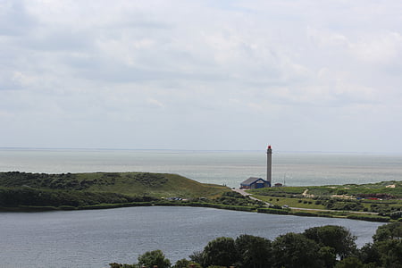 Llac, Mar, riba, Costa, platja, paisatge, cel