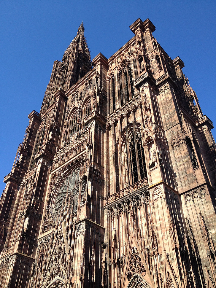 Münster, Strasbourg, kirke, Cathedral, blå, Steeple, Sky