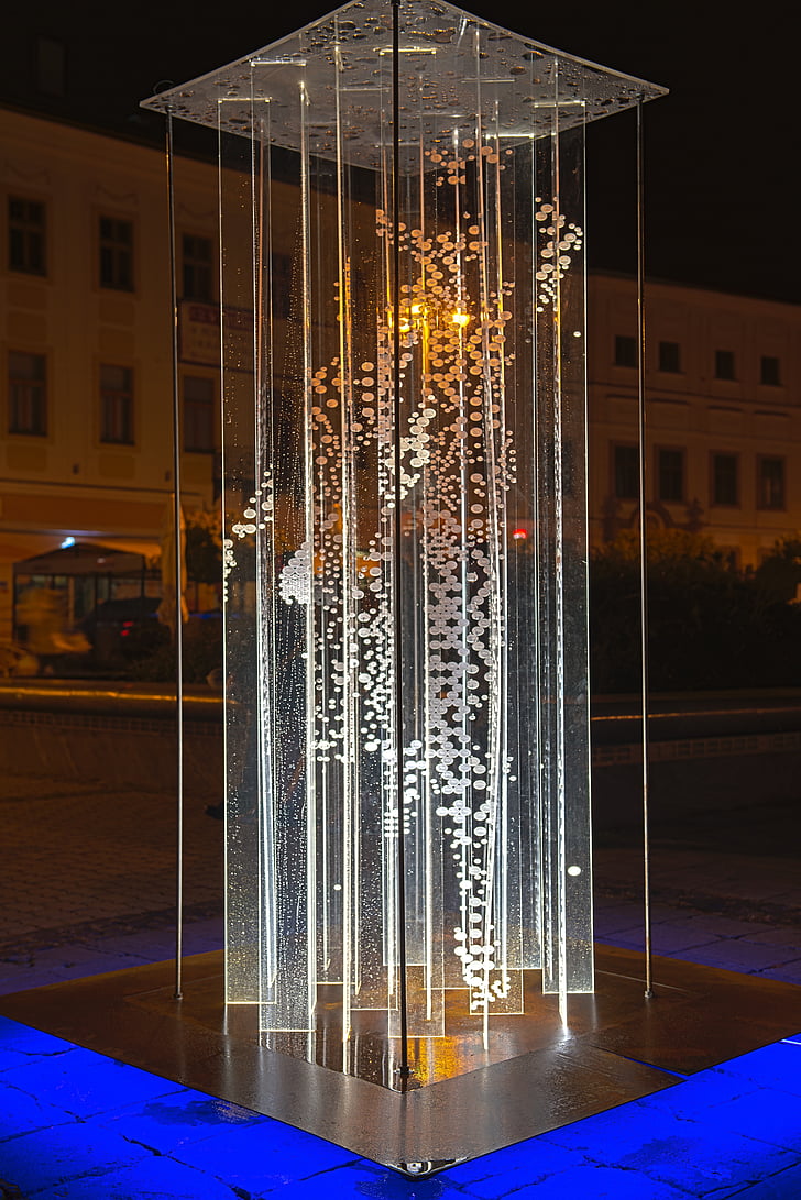 kevyt expo, valo, Art, yö, rakennukset, Banská bystrica, City