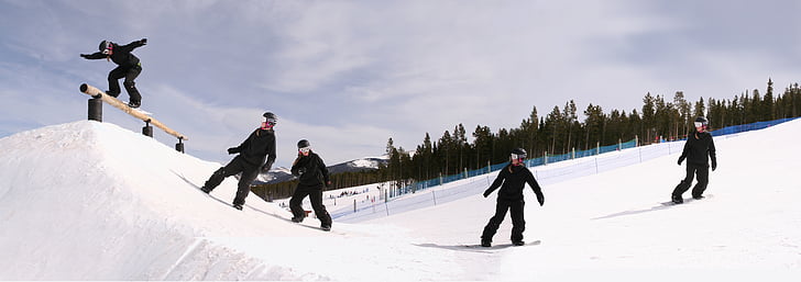 snowboarding, postupnosť, lišta