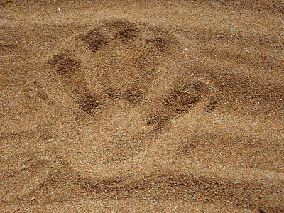 imprimare, nisip, plajă, Nisip, plaja, retipărire, mână, handprint