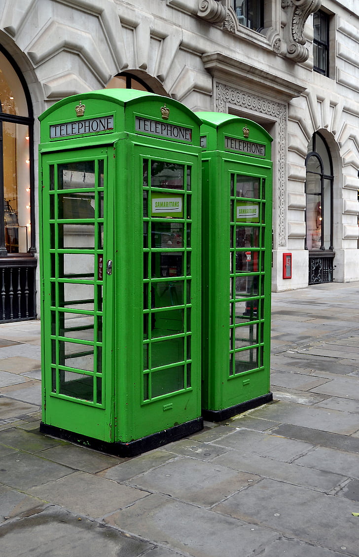 telefonfülkében, London, Anglia, zöld