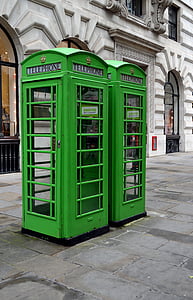 telefonske govorilnice, London, Anglija, zelena