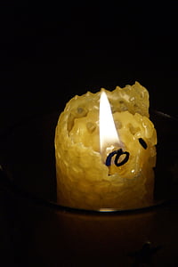 bičių vaškas, bičių vaško žvakė, žvakė, dega, liepsna, Karšta, jaukus