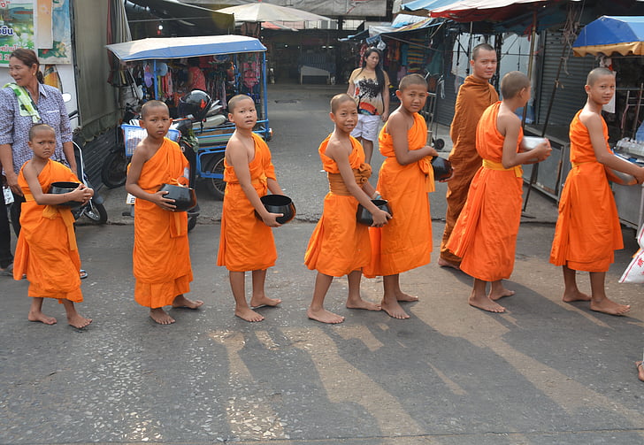 vaikas vienuoliai, vienuoliai, Tailandas, Azija, Budizmas, Buda, Jauni