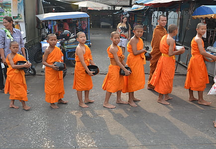 biksu anak, biarawan, Thailand, Asia, Buddhisme, Buddha, muda