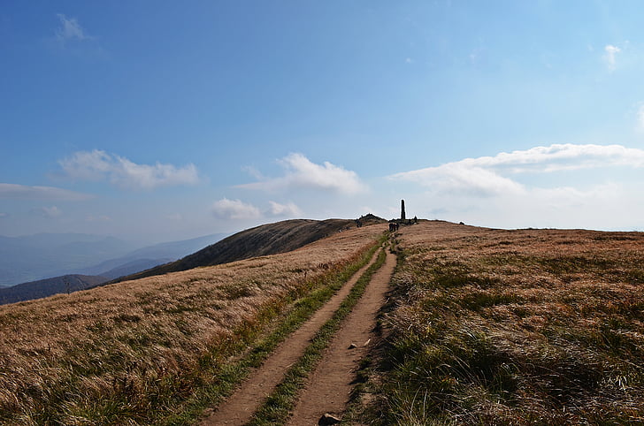 bjerge, landskab, Panorama, Bieszczady, Trail, efterår, Se
