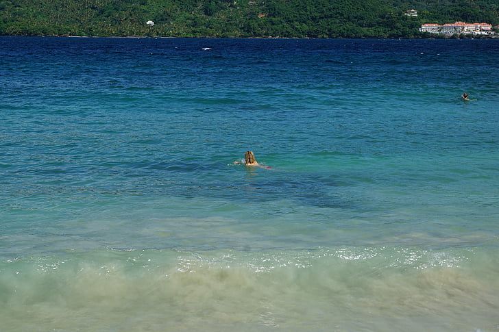 platja, levantado, nedar, illa de Bacardí, Carib