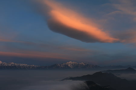 Bull mountain, Cloud, skyer, Snow mountain, Mountain, natur, Sunset