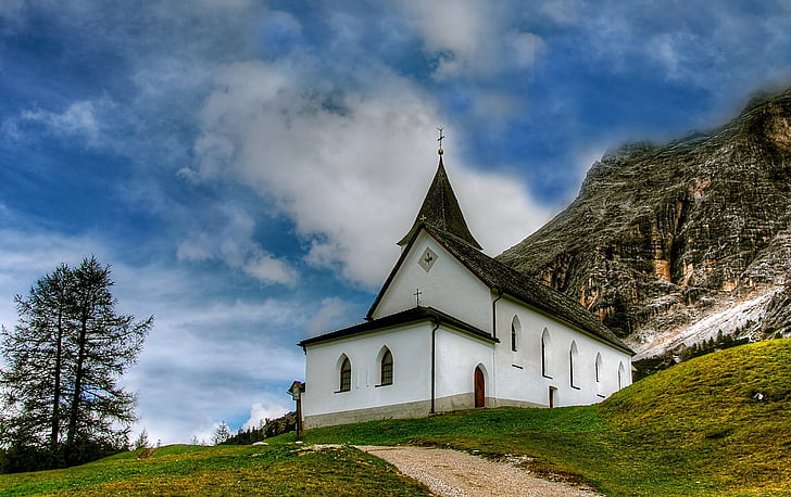 Dolomites, Alta badia, doğa, UNESCO Dünya Mirası, Güney Tirol, bulutlar, gökyüzü