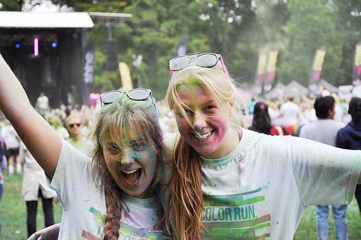 friends, color run, training, competition, lund