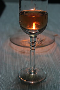 glas, vin, stearinlys