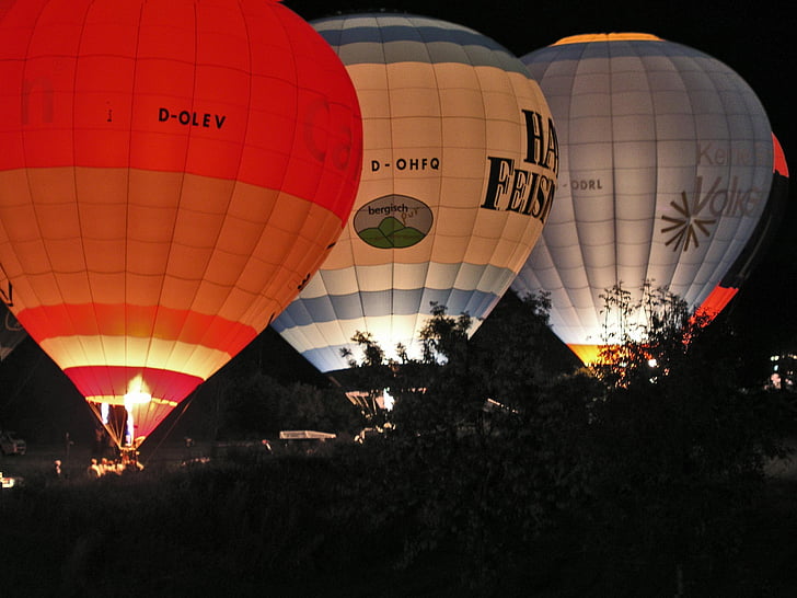 เงางาม balon, โรแมนติก, สี, โฆษณา, คืน, balonfahrt, บอลลูนอากาศร้อน