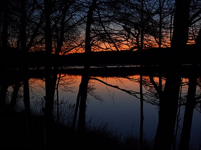 Twilight, Sunset, Syksy, peilimäinen lake, kauniisti, ilta