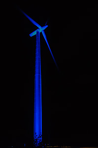 Pinwheel, energía eólica, energía eólica, luz, azul, noche