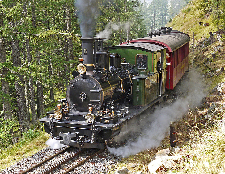 Tvaika lokomotīve, Šveice, zobrata dzelzceļš, kalnā braukšanas, Dfb, tvaika dzelzceļa furka - bergstrecke, lok6