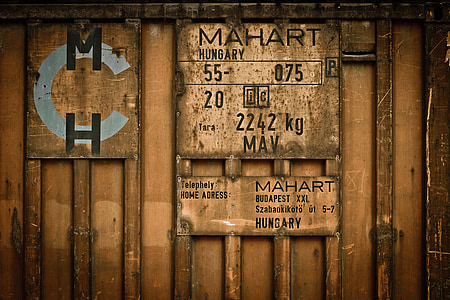 kontejner, ocel, Maďarsko, staré, hnědá, železnice, železniční stanice