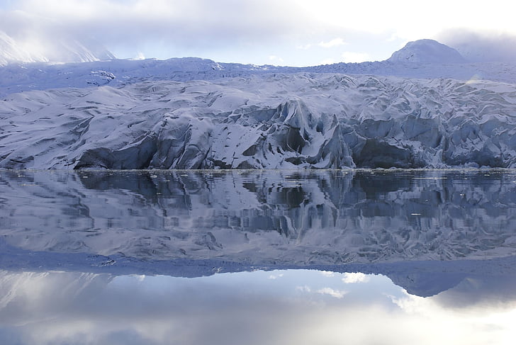 glacier, ice, snow, ocean, sea, glacier bay, reflection