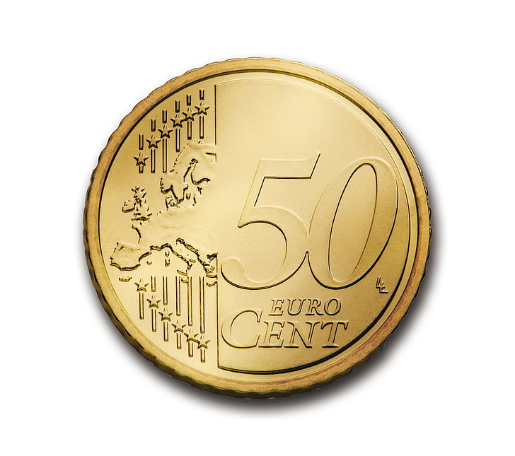centas, 50, euro, moneta, valiuta, Europoje, pinigų