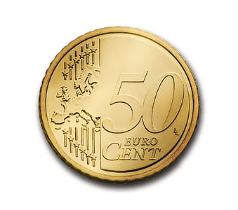 센트, 50, 유로, 동전, 통화, 유럽, 돈