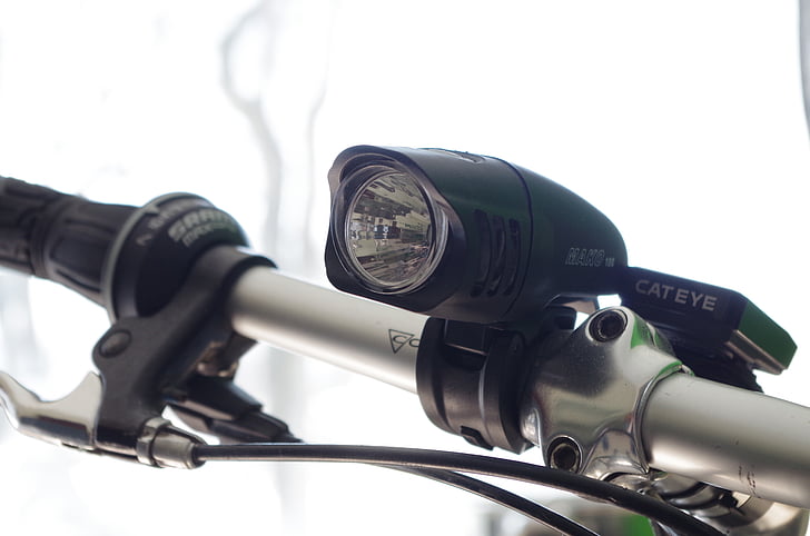 bicikl, upravljači, svjetlo, prednje svjetlo, bicikala