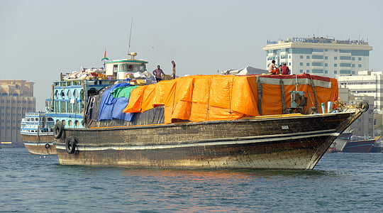 nave, transportes, Dubai, lixo, contêiner, do transporte, rota do mar