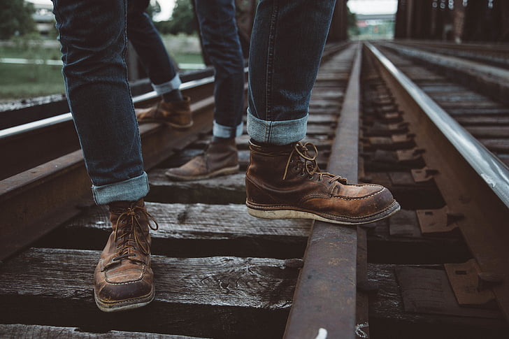 boots, feet, footwear, outdoors, railroad, railway, shoes