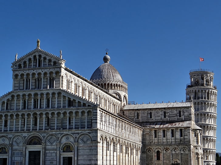 bianco, strutturali, costruzione, blu, cielo, giorno, Pisa