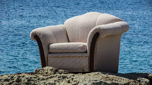 кресло, пляж, смешно, странно, сюрреалистический, Кипр, Xylofagou
