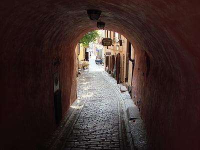 Gruta de, túnel, escena de la calle, calle, Estocolmo, Suecia, Pasarela