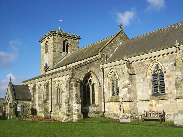 Tots Sants, rudston, l'església, edifici, religiosos, històric, exterior