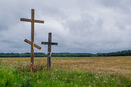 vere, katolicizem, vzhodne pravoslavne, skupaj, križ, Poljska, travnik
