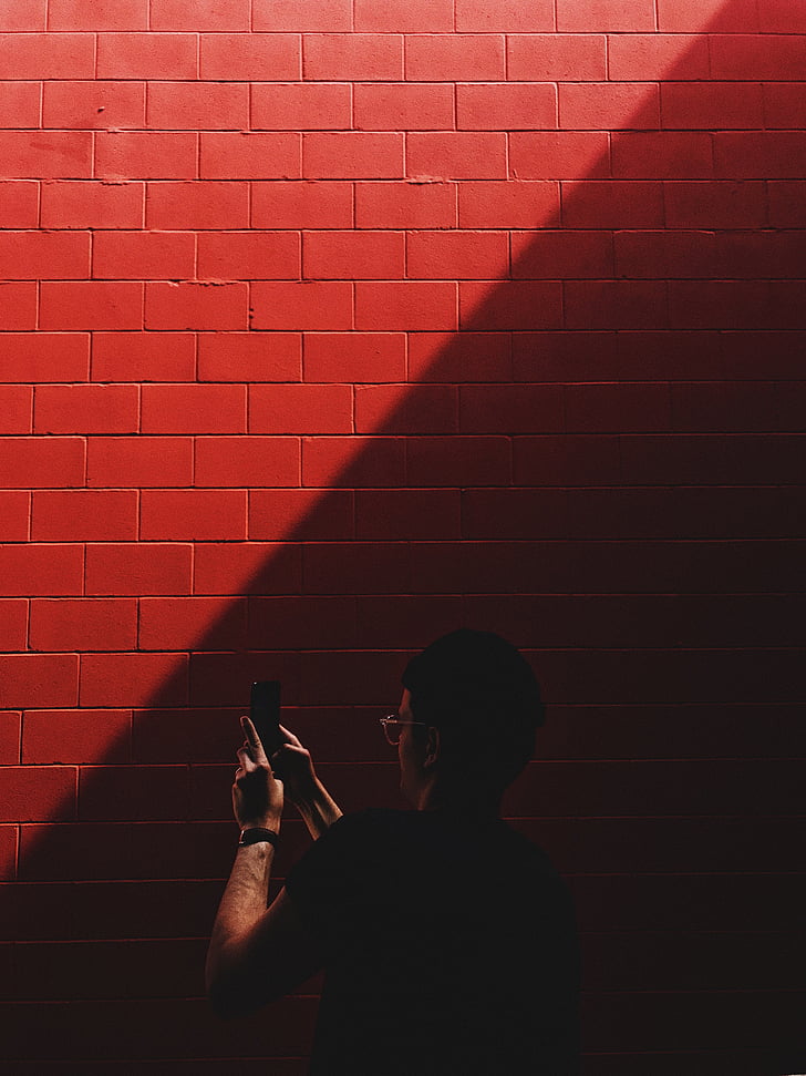 red, wall, sunlight, dark, people, man, guy