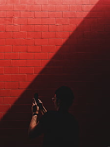 red, wall, sunlight, dark, people, man, guy