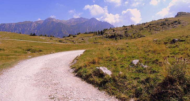 trilha, estrada, montanha, Lessinia, Veneto, Itália, natureza