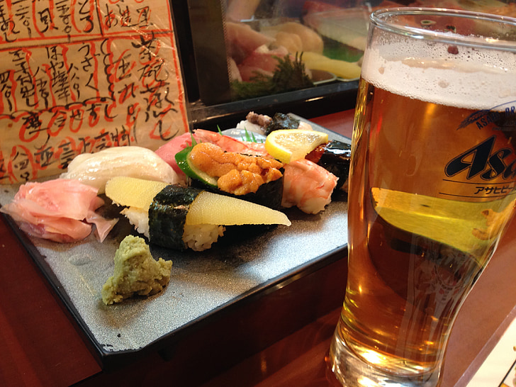 Sushi, bier, Japans, Bob, vis
