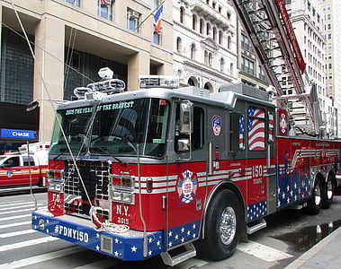 fuoco, luce blu, camion dei pompieri, Stati Uniti d'America, Trusk, camion